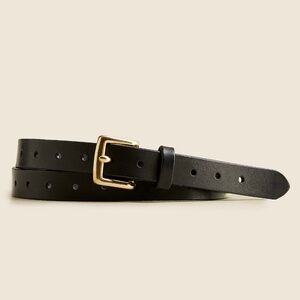 J.Crew Perforated Bonded Leather Belt -  0.75" - XS/S - Black - Brass Hardware